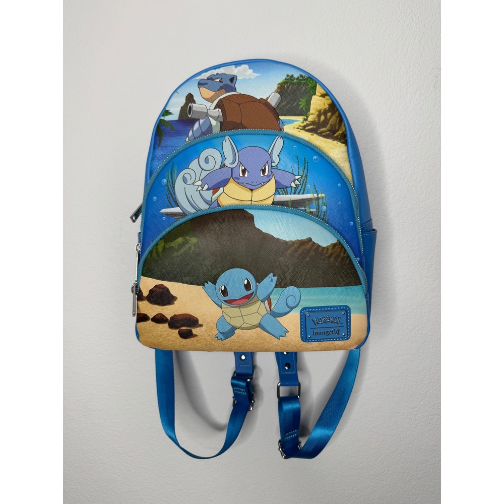 Loungefly Pokemon Squirtle Wartortle Blastoise Evolution Mini‎ Backpack Blue